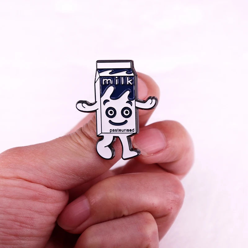 Cartoon Milk Carton Badge Enamel Pin Brooch Jewelry Kawaii Side