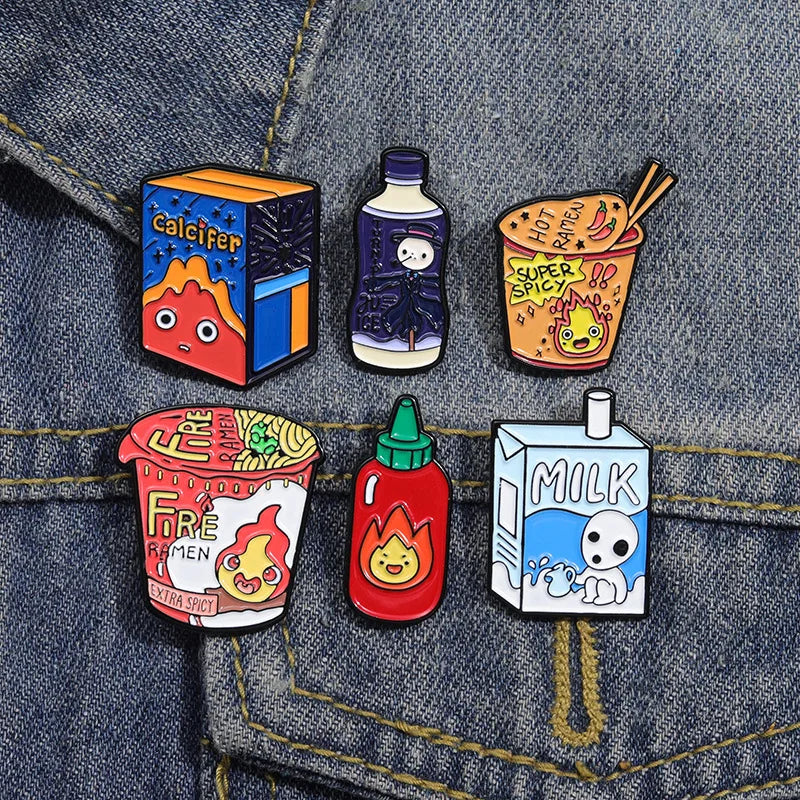 Calcifer Foods Enamel Pin Kawaii Side