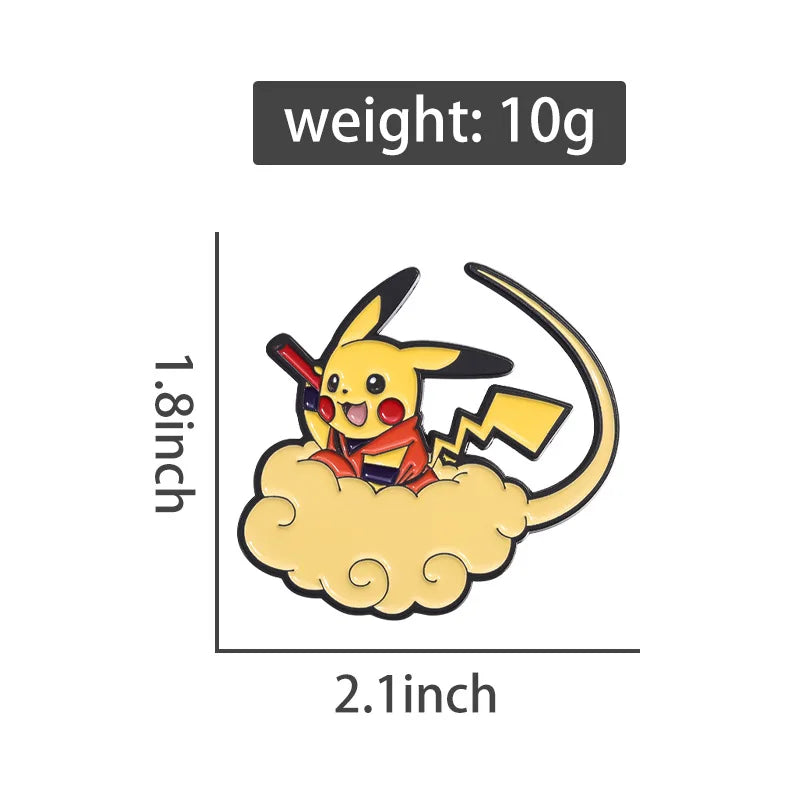 Pokemon Pikachu Cloud Enamel Pins Brooches for Women Cartoon Badge on Backpack Hat Decoration Accessories Anime Jewelry Gifts Kawaii Side