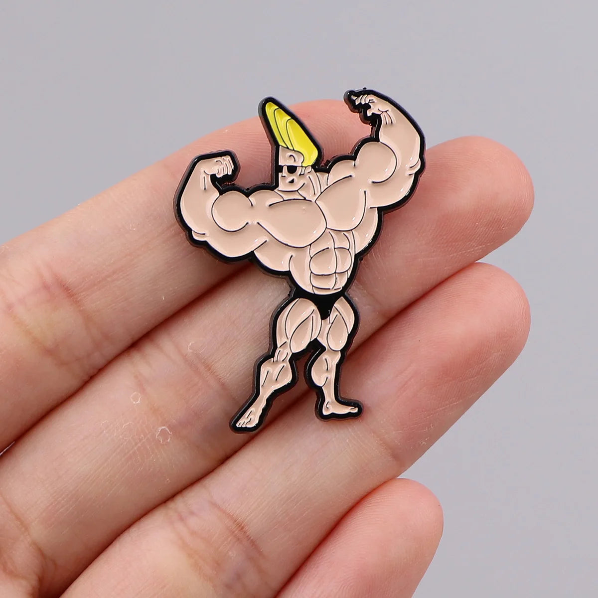 Bodybuilder Johnny Bravo Enamel Pin Kawaii Side