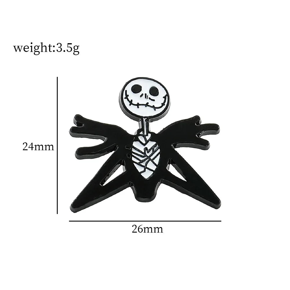 Nightmare Before Christmas Enamel Pin Cartoon Jack Sally Character Halloween Brooch for School Bags Apparel Accessories Jewelry Kawaii Side