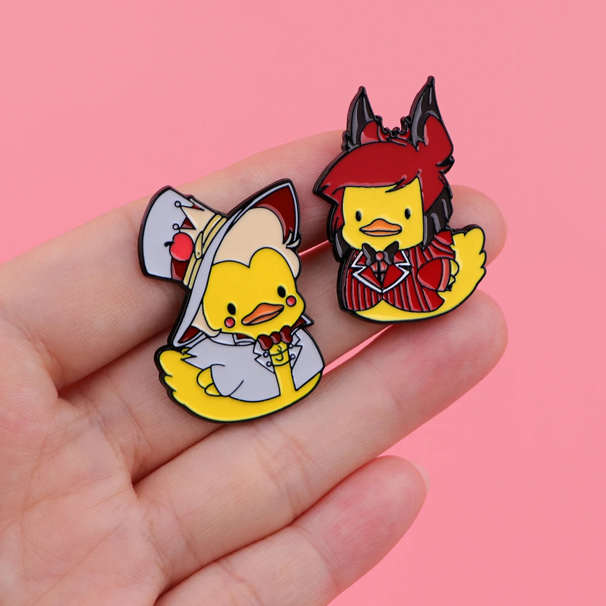 Gothic Cute Ducks Enamel Pin Kawaii Side