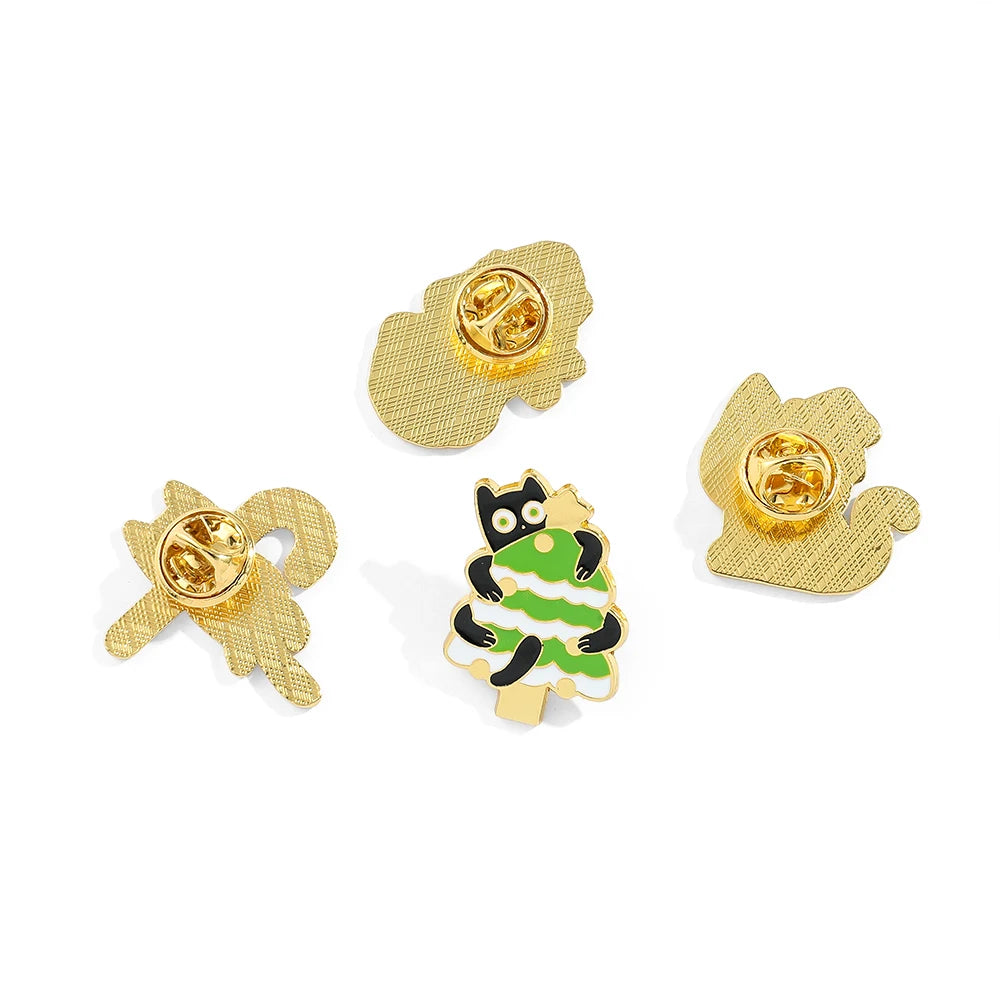 [Special Bundle] Christmas Kitten Enamel Pin Kawaii Side