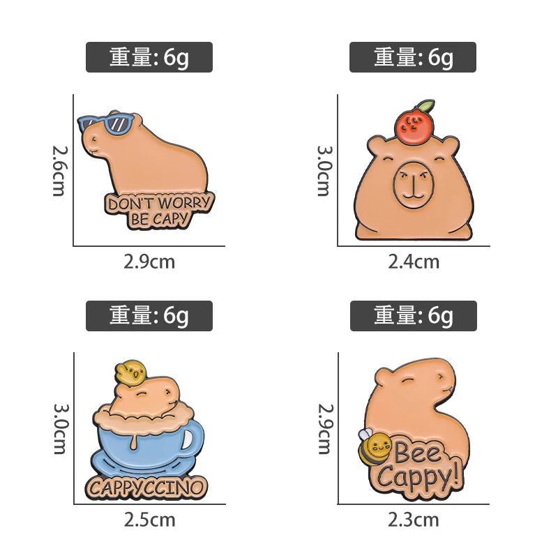 Cartoon Cute Capybara Brooch Enamel Pins Custom Funny Hippopotamus Metal Lapel Badge Clothes Backpack Accessories Jewelry Gift Kawaii Side