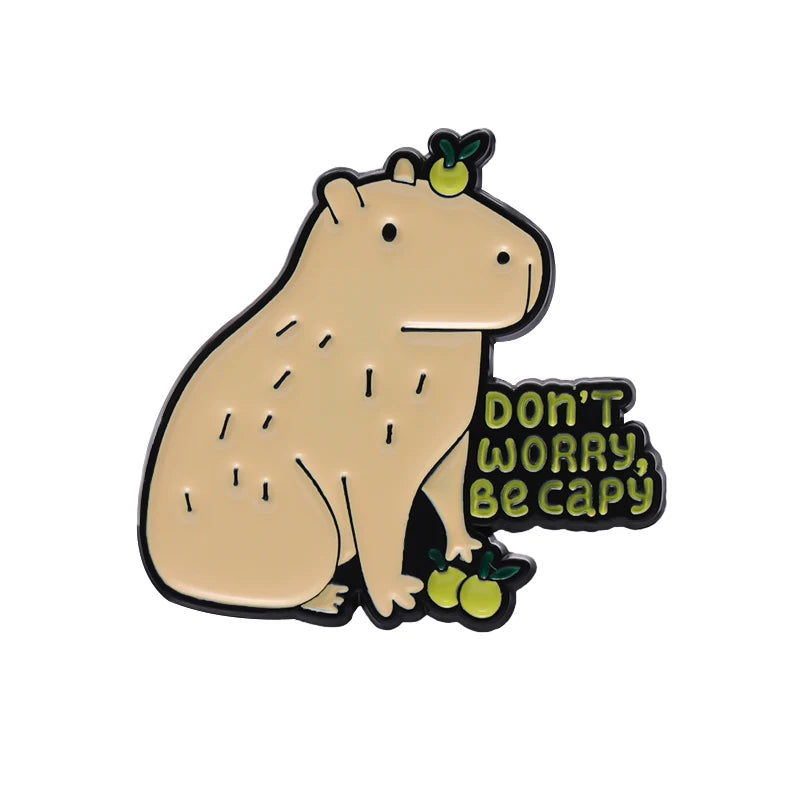 Cartoon Cute Capybara Brooch Enamel Pins Custom Funny Hippopotamus Metal Lapel Badge Clothes Backpack Accessories Jewelry Gift Kawaii Side