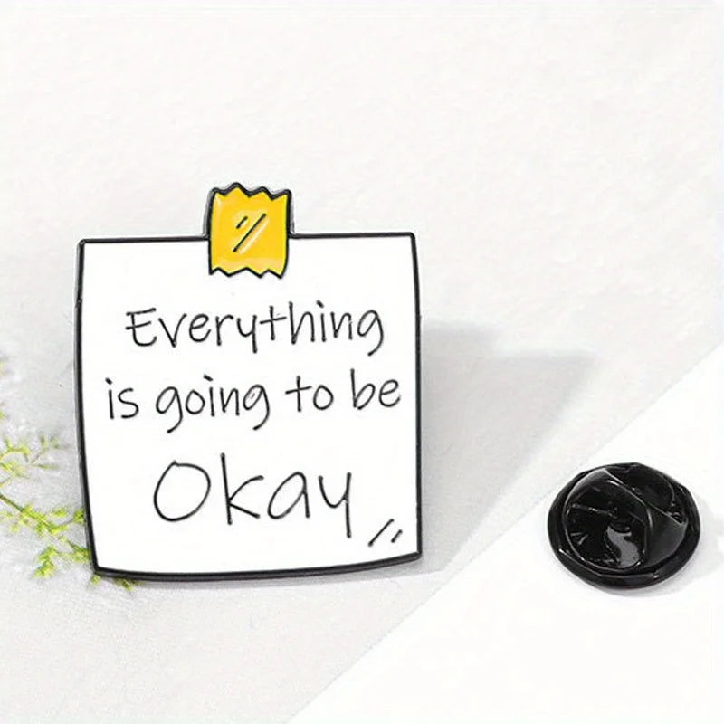 "Everything Is Going To Be Okay" Cute Love Enamel Alloy Brooch Hat Accessories Kawaii Side