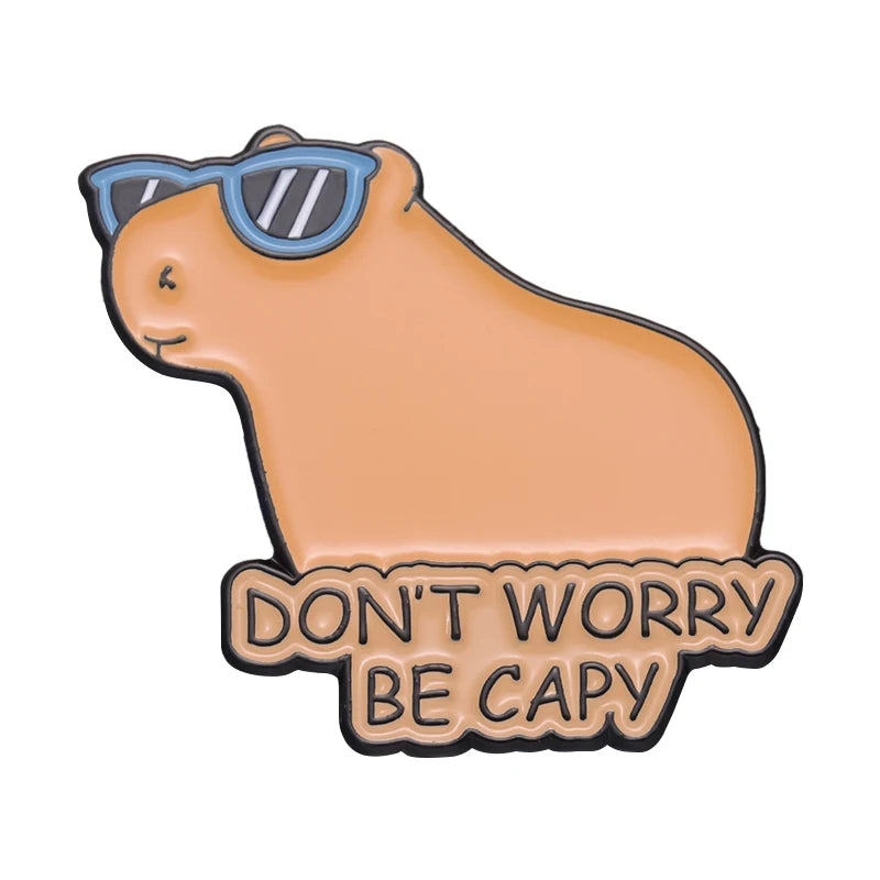 Cartoon Cute Capybara Brooch Enamel Pins Custom Funny Hippopotamus Metal Lapel Badge Clothes Backpack Accessories Jewelry Gift Kawaii Side