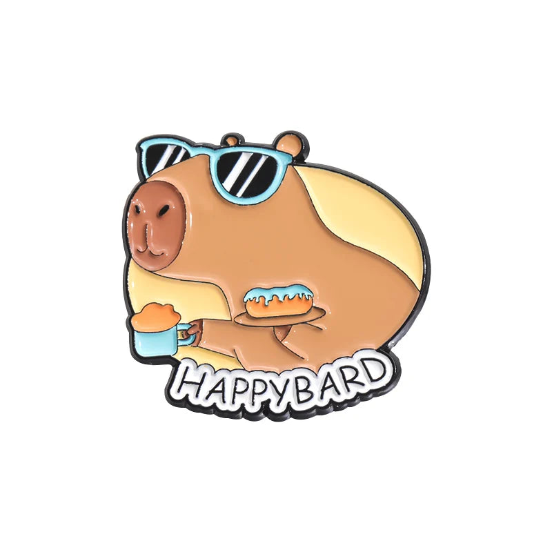 Cartoon Cute Capybara Brooch Enamel Pins Custom Funny Hippopotamus Metal Lapel Badge Clothes Backpack Accessories Jewelry Gift Kawaii Side