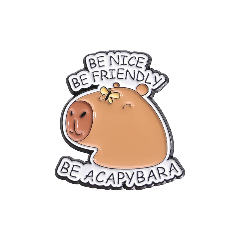 Cartoon Cute Capybara Brooch Enamel Pins Custom Funny Hippopotamus Metal Lapel Badge Clothes Backpack Accessories Jewelry Gift Kawaii Side