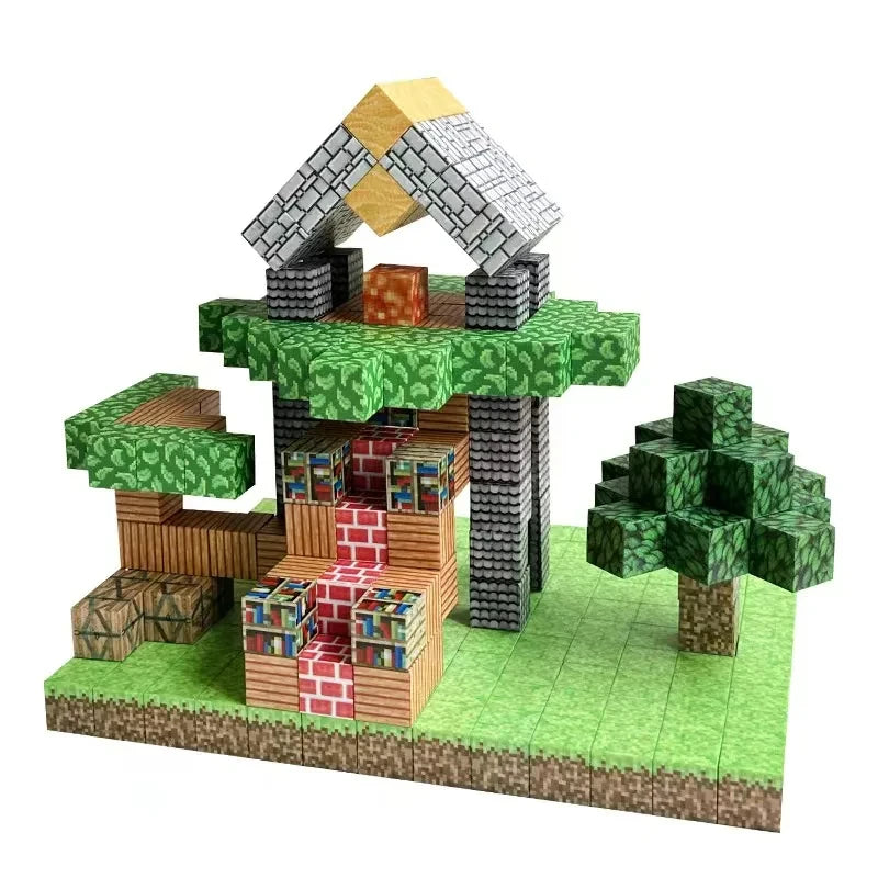 Various Biomes and Scenarios Magnetic Building Blocks Kawaii Side