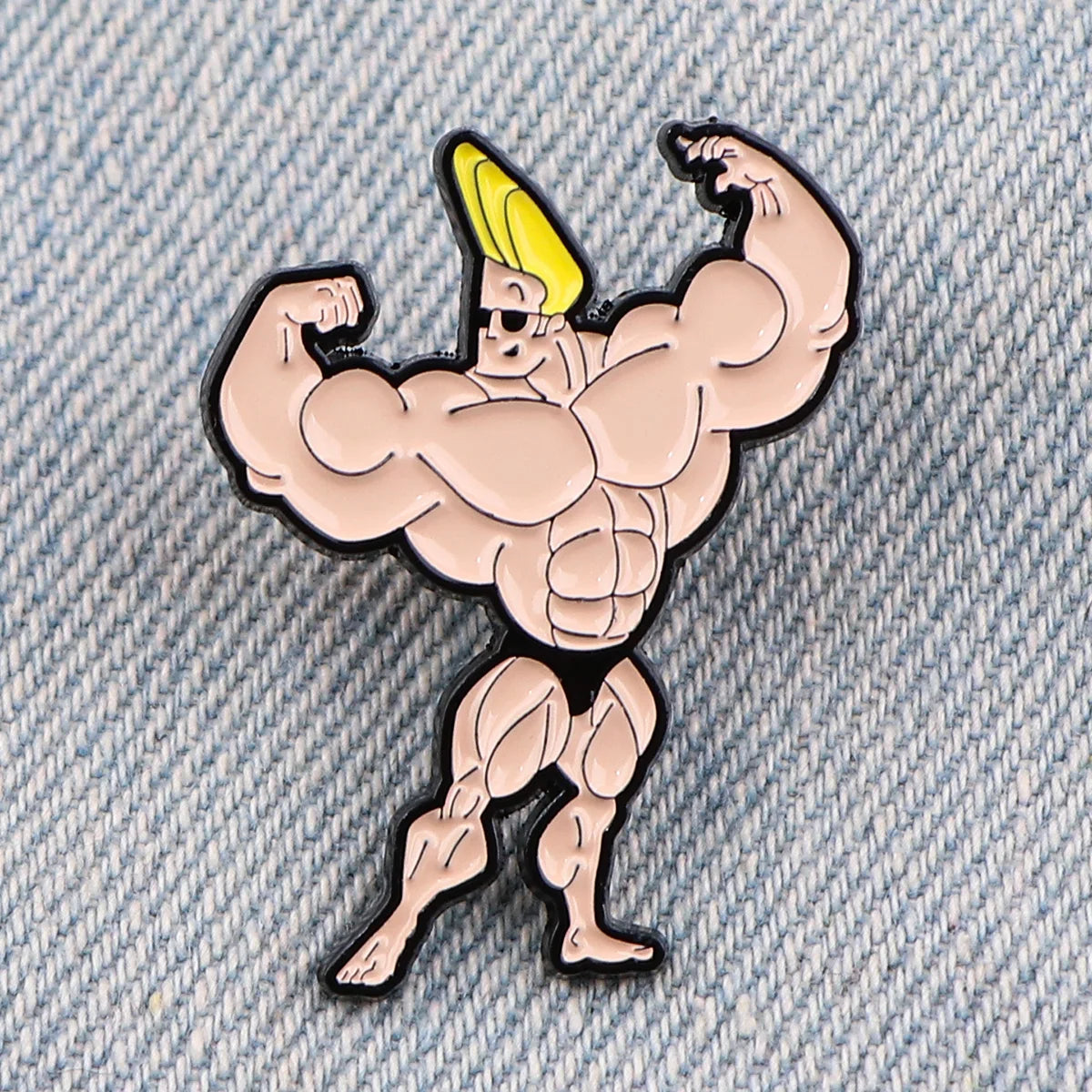 Bodybuilder Johnny Bravo Enamel Pin Kawaii Side