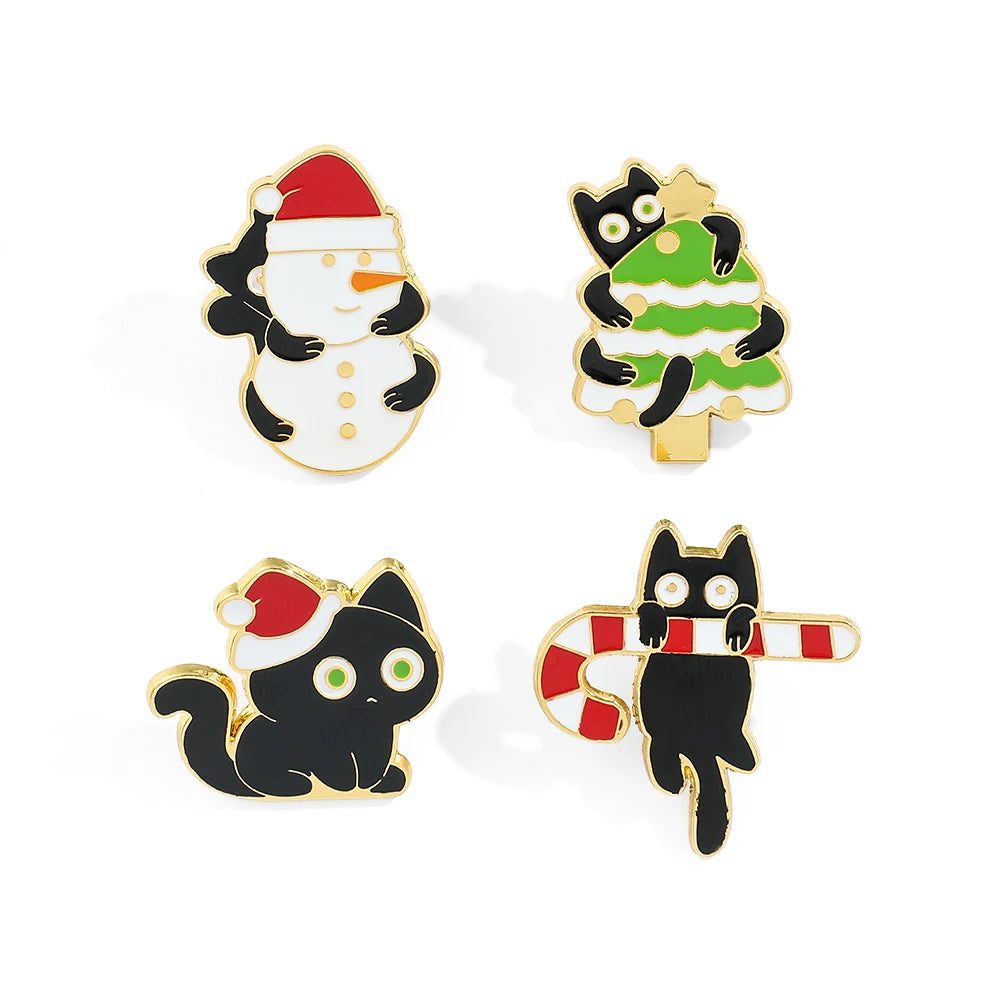 [Special Bundle] Christmas Kitten Enamel Pin Kawaii Side