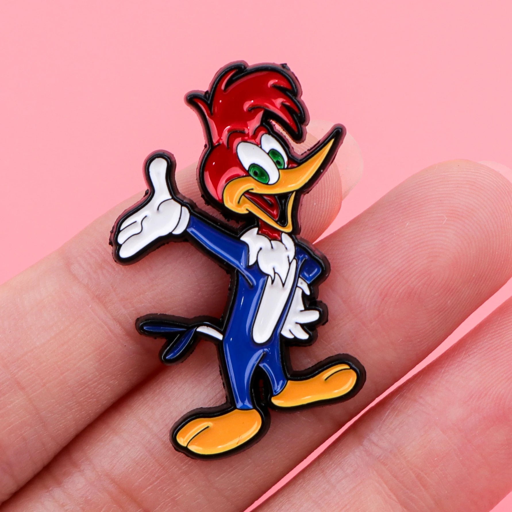 Comic Cartoon Woodpecker Enamel Pin