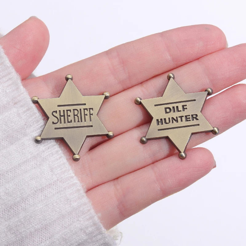 Enamel Pins Custom DILF HUNTER Brooches Simple Mini Lapel Badges Funny Jewelry Gift for Kids Friends Gold Color Star Kawaii Side