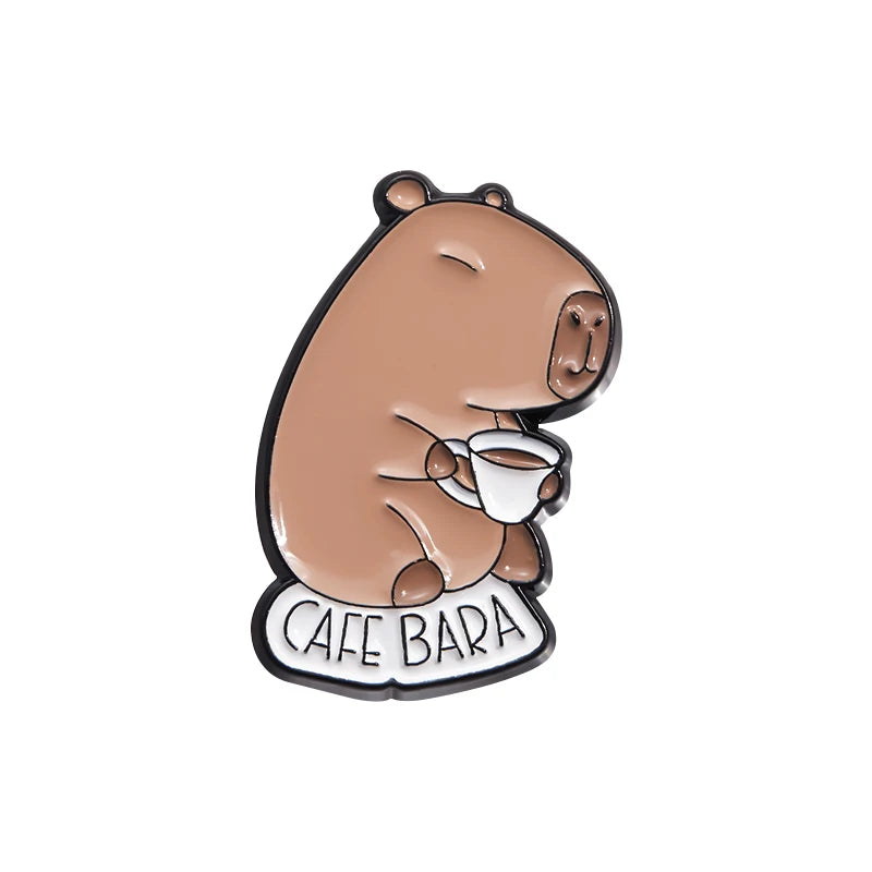 Cartoon Cute Capybara Brooch Enamel Pins Custom Funny Hippopotamus Metal Lapel Badge Clothes Backpack Accessories Jewelry Gift Kawaii Side