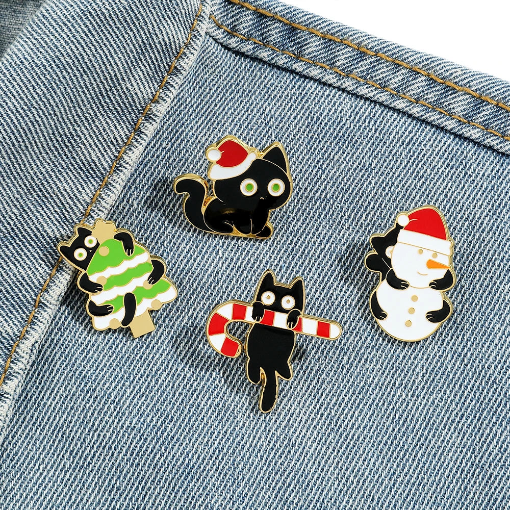 [Special Bundle] Christmas Kitten Enamel Pin Kawaii Side