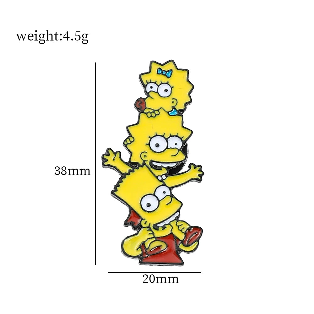 Simpsons Cartoon Anime Funny Enamel Brooch Fashion Creative Shirt Backpack Accessories Badge Lapel Pin Jewelry Decoration Gift Kawaii Side