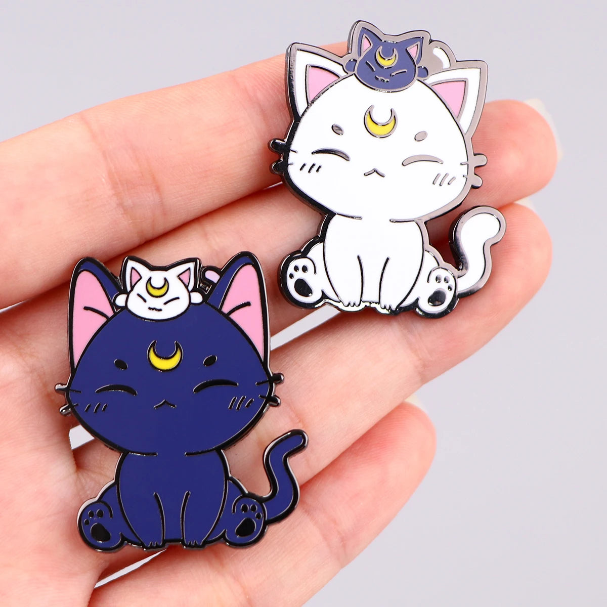 Mon Kittens Enamel Pin Kawaii Side