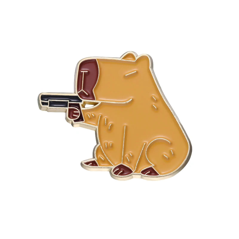 Cartoon Cute Capybara Brooch Enamel Pins Custom Funny Hippopotamus Metal Lapel Badge Clothes Backpack Accessories Jewelry Gift Kawaii Side