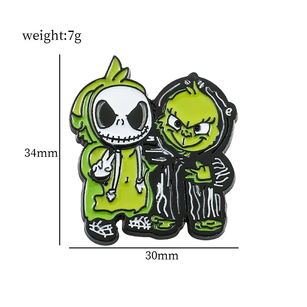 Nightmare Before Christmas Enamel Pin Cartoon Jack Sally Character Halloween Brooch for School Bags Apparel Accessories Jewelry Kawaii Side