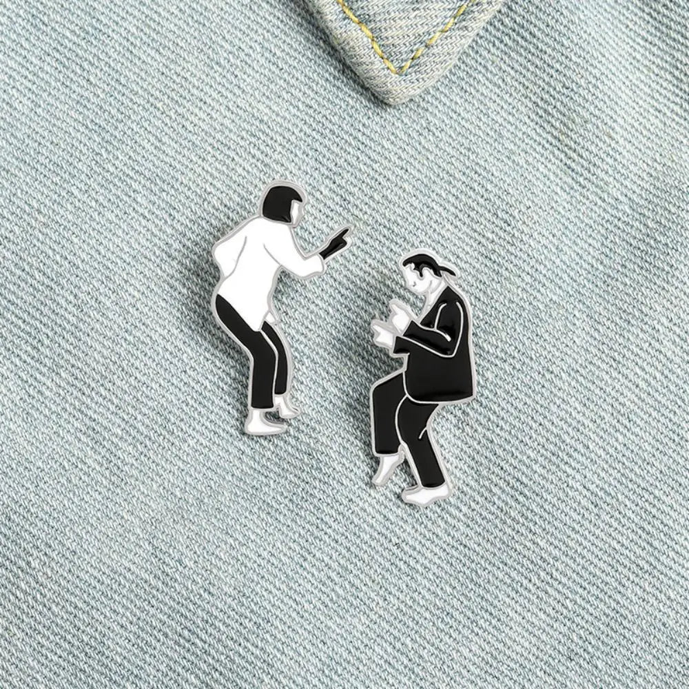 Famous Movie Enamel Pins Creativity Black White Role Brooches Bag Clothes Lapel Pin Badge Jewelry Gift For Fans Friends Kawaii Side