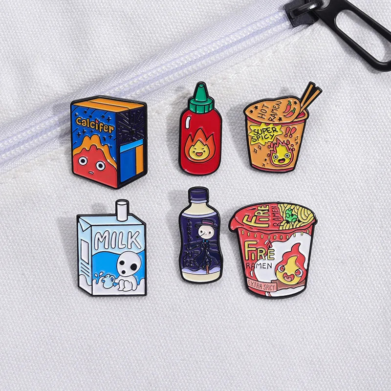 Calcifer Foods Enamel Pin Kawaii Side