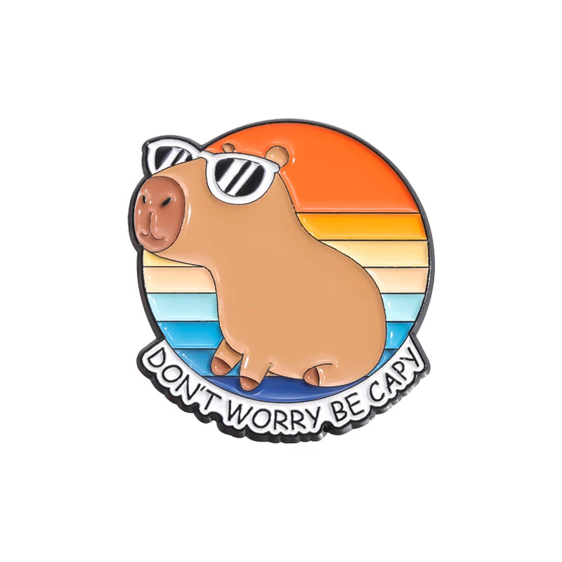 Cartoon Cute Capybara Brooch Enamel Pins Custom Funny Hippopotamus Metal Lapel Badge Clothes Backpack Accessories Jewelry Gift Kawaii Side