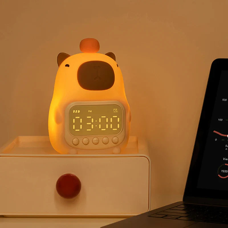 Capybara Night Light Alarm Clock Kawaii Side