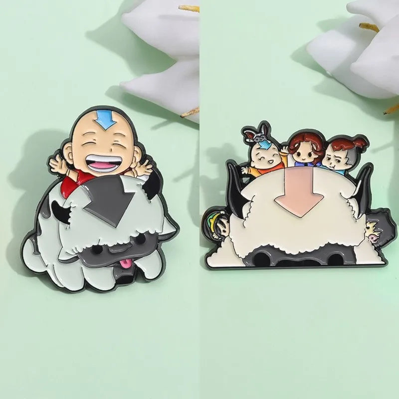 Aang and Appa Enamel Pin Kawaii Side