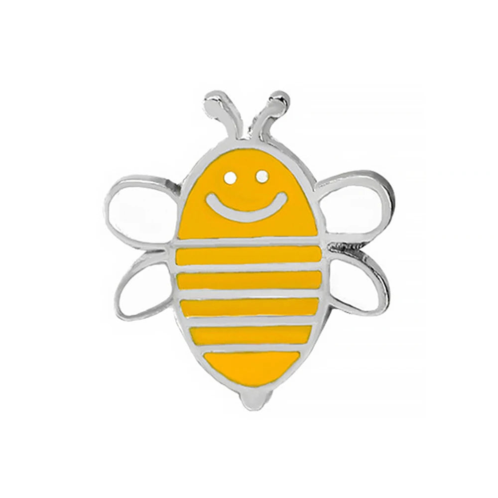 Cartoon Insect Enamel Pins Cute Metal Honey Bee Brooch Bag Clothes Lapel Pin Funny Animal Fashion Jewelry Gifts for Kids Friends Kawaii Side