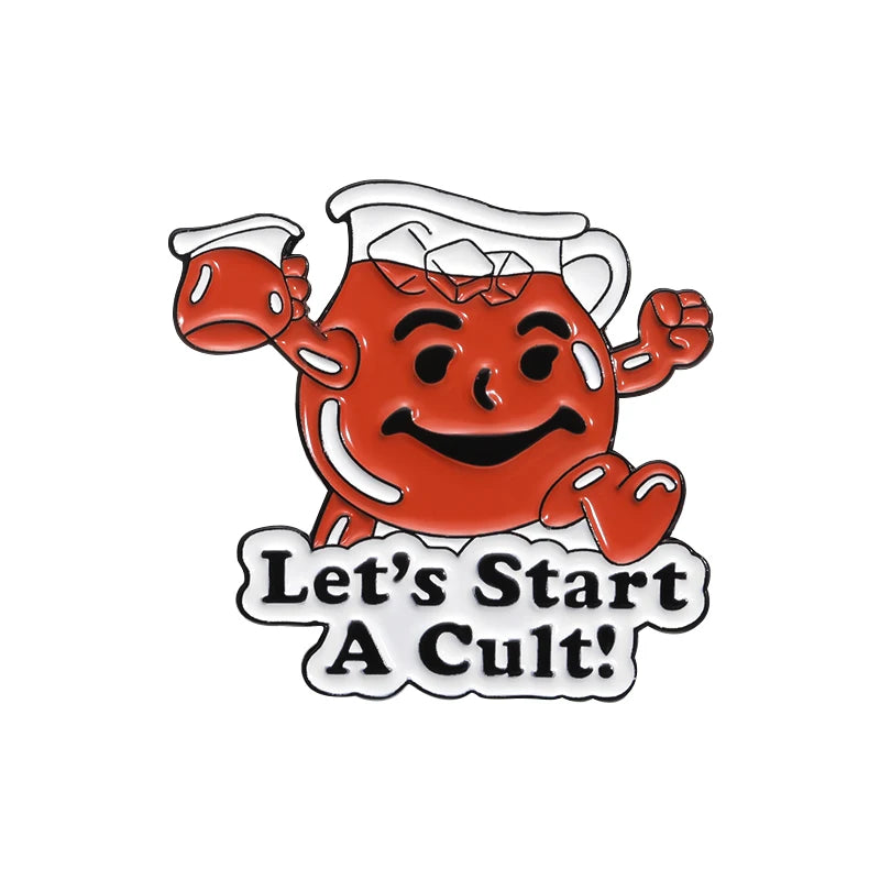 Lets Start A Cult Enamel Pin Anti Cult Slogans Brooch Lapel Backpack Badges Fun Prompts Jewelry Gifts For Best Friedns Kawaii Side