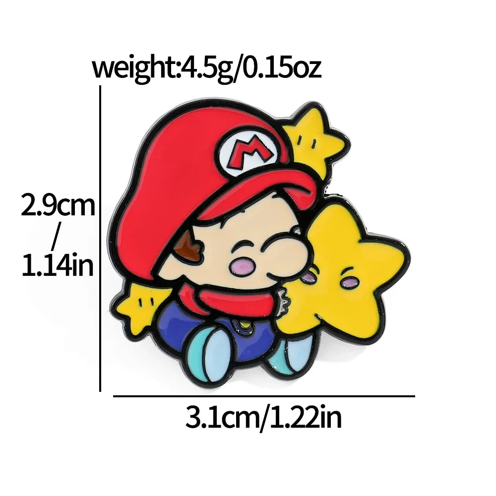 3/6 pcs Classic Game Super Mario Bros Enamel Lapel Pins Cartoon Mario Bros Brooch for Backpack Badge Pins Accessories Kawaii Side