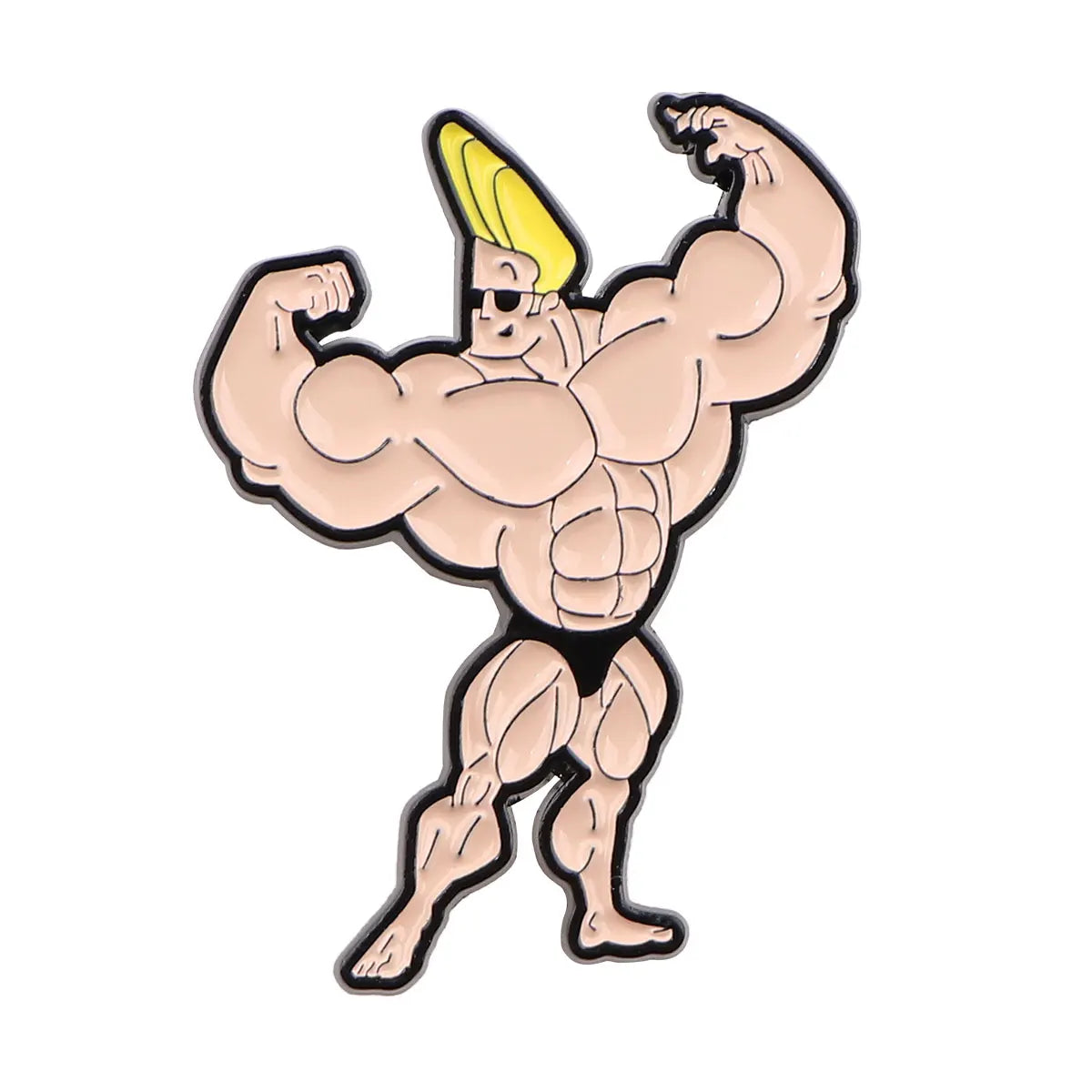 Bodybuilder Johnny Bravo Enamel Pin Kawaii Side