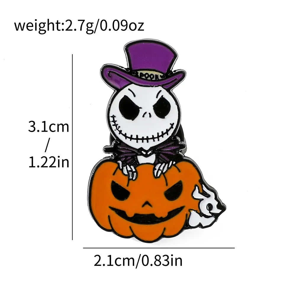 Nightmare Before Christmas Enamel Pin Cartoon Jack Sally Character Halloween Brooch for School Bags Apparel Accessories Jewelry Kawaii Side