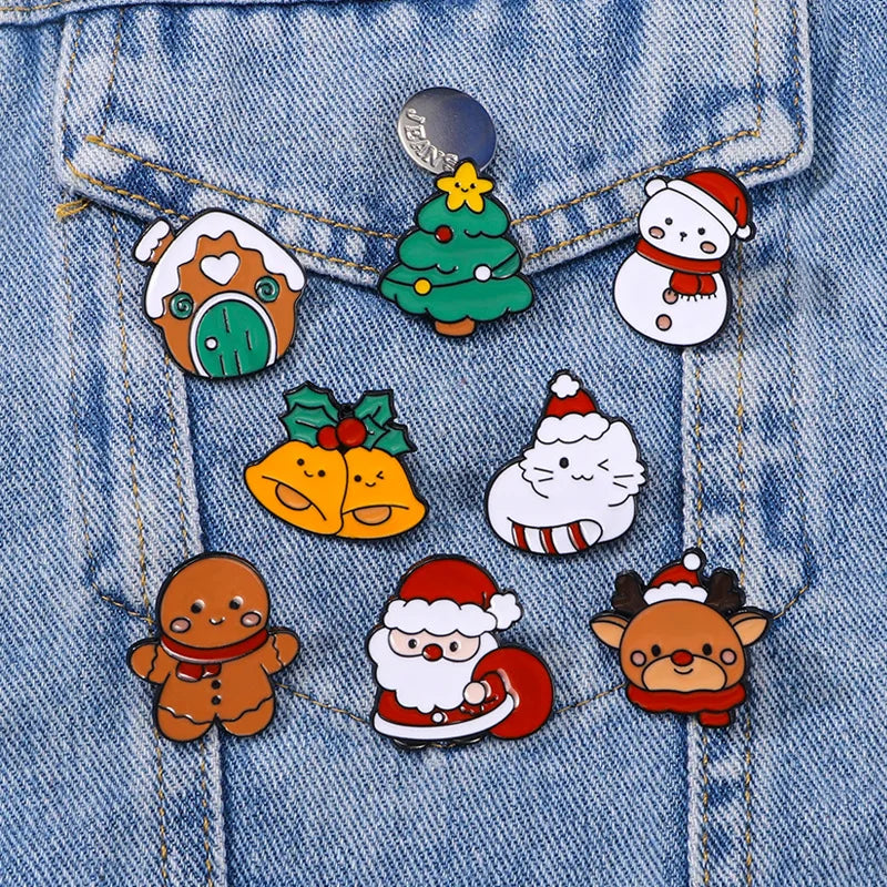 Cute Christmas Enamel Pin Kawaii Side