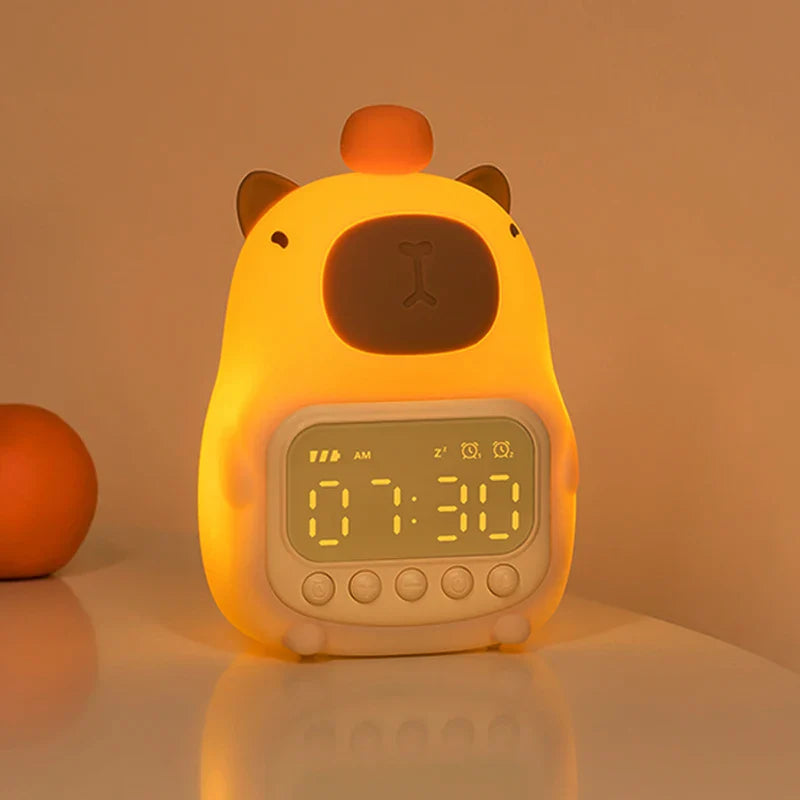 Capybara Night Light Alarm Clock Kawaii Side