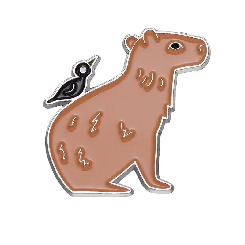 Cartoon Cute Capybara Brooch Enamel Pins Custom Funny Hippopotamus Metal Lapel Badge Clothes Backpack Accessories Jewelry Gift Kawaii Side