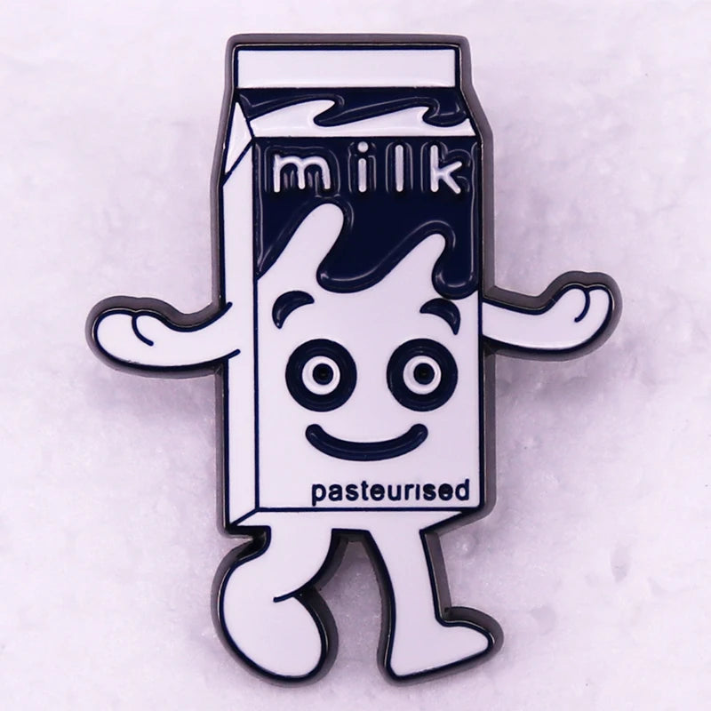 Cartoon Milk Carton Badge Enamel Pin Brooch Jewelry Kawaii Side