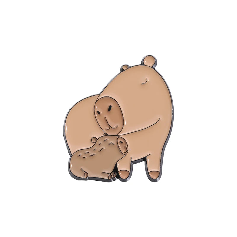 Cartoon Cute Capybara Brooch Enamel Pins Custom Funny Hippopotamus Metal Lapel Badge Clothes Backpack Accessories Jewelry Gift Kawaii Side