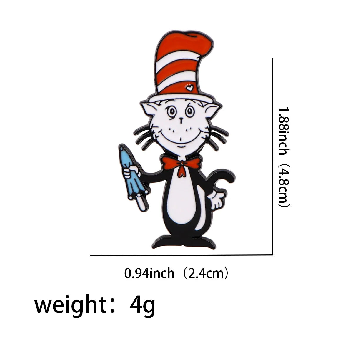 The Cat in the Hat Enamel Pin Kawaii Side