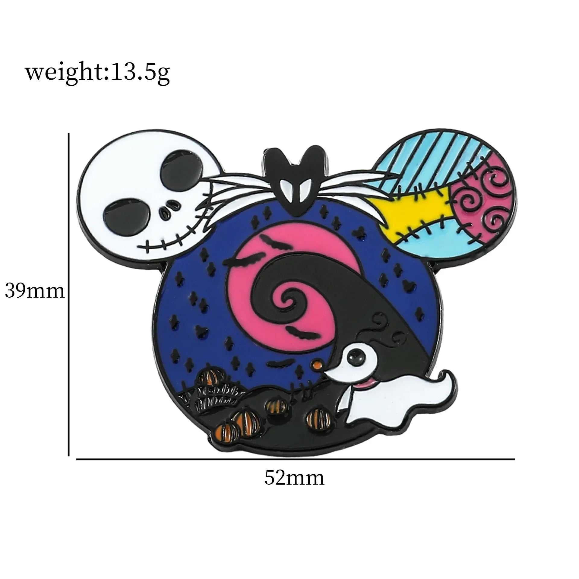 Nightmare Before Christmas Enamel Pin Cartoon Jack Sally Character Halloween Brooch for School Bags Apparel Accessories Jewelry Kawaii Side