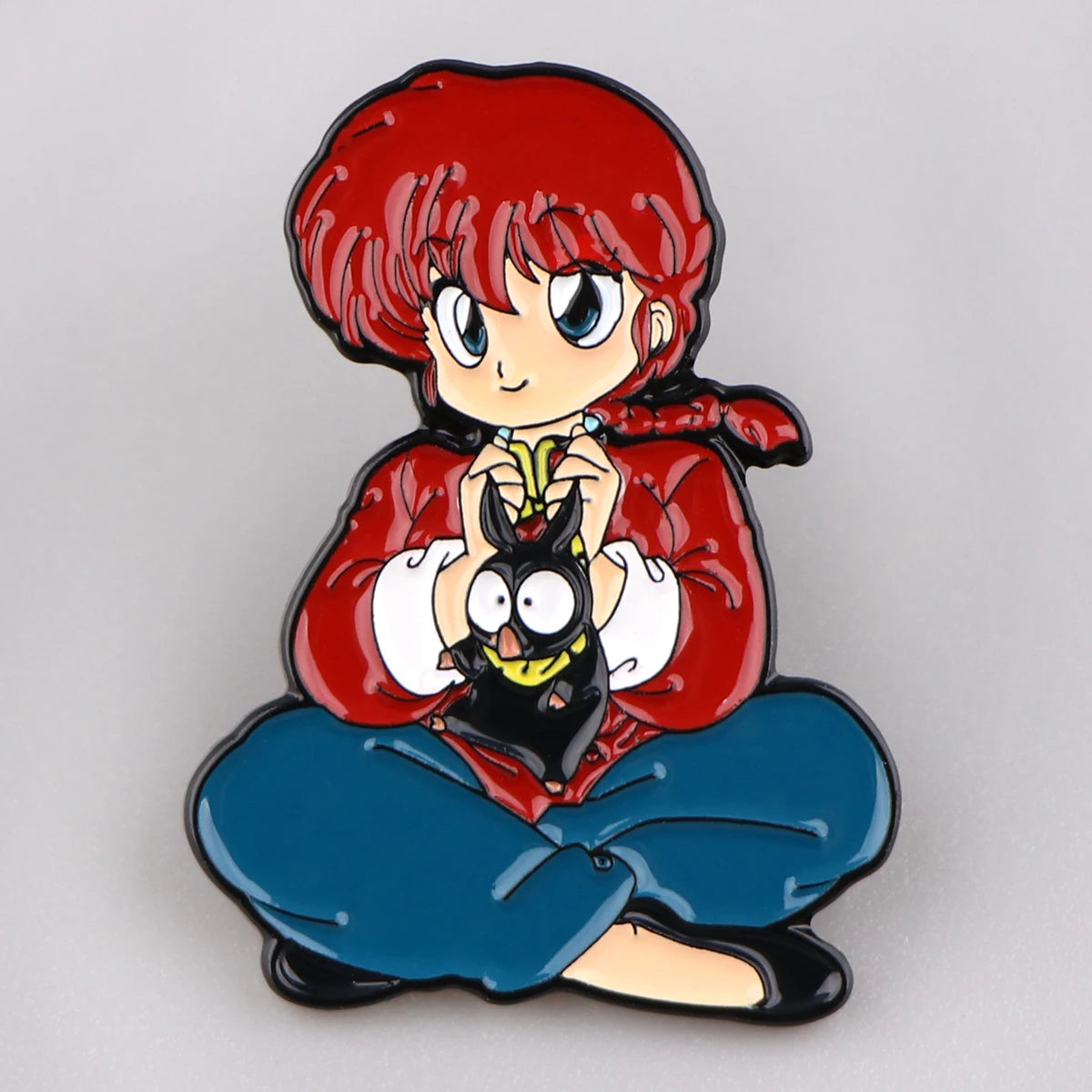 Kawaii Girl and Pig Enamel Pin