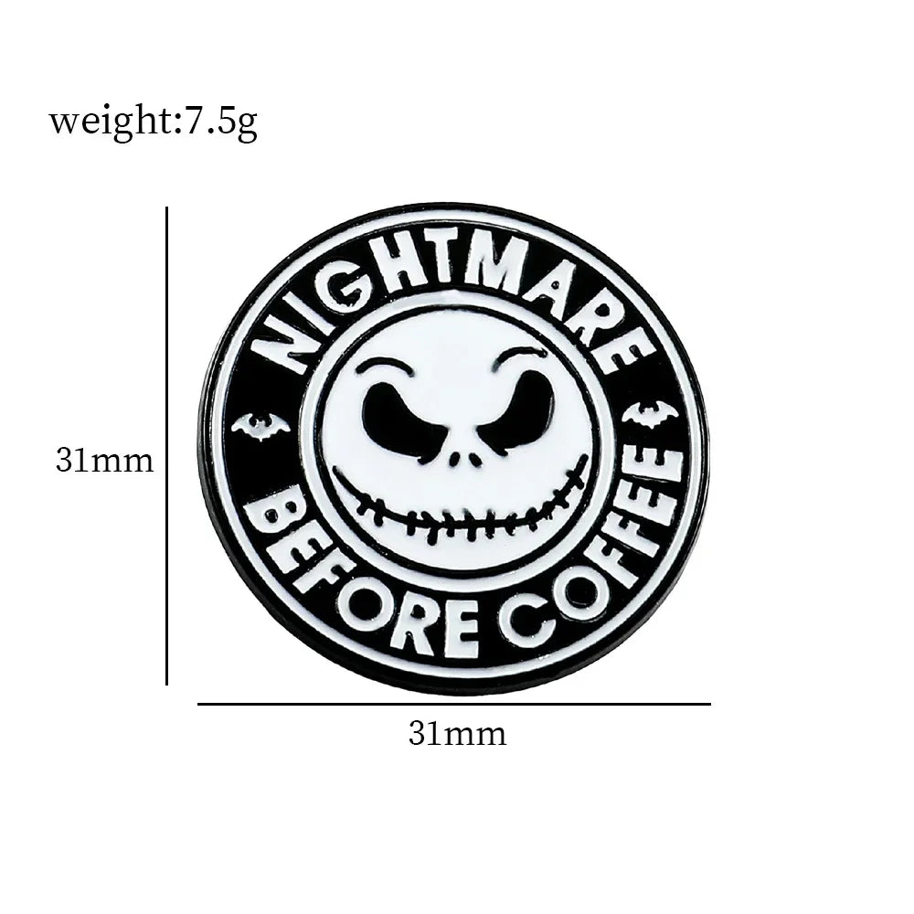 Nightmare Before Christmas Enamel Pin Cartoon Jack Sally Character Halloween Brooch for School Bags Apparel Accessories Jewelry Kawaii Side