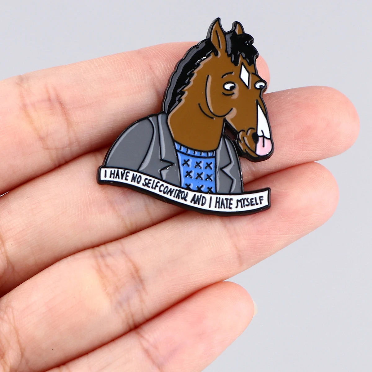 Horse Enamel Pin Kawaii Side