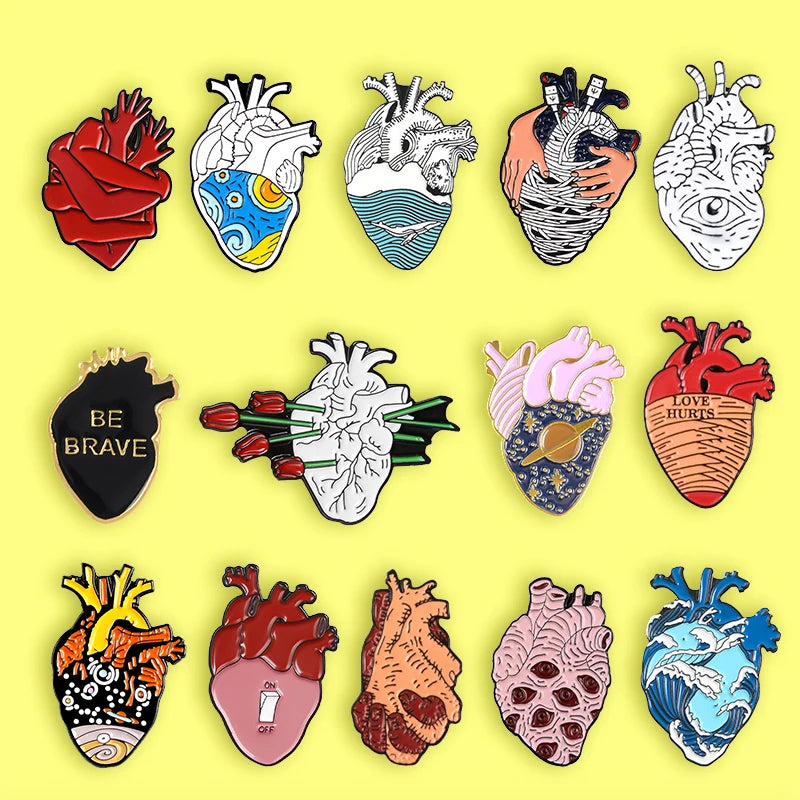 Art Heart Organs Enamel Pin