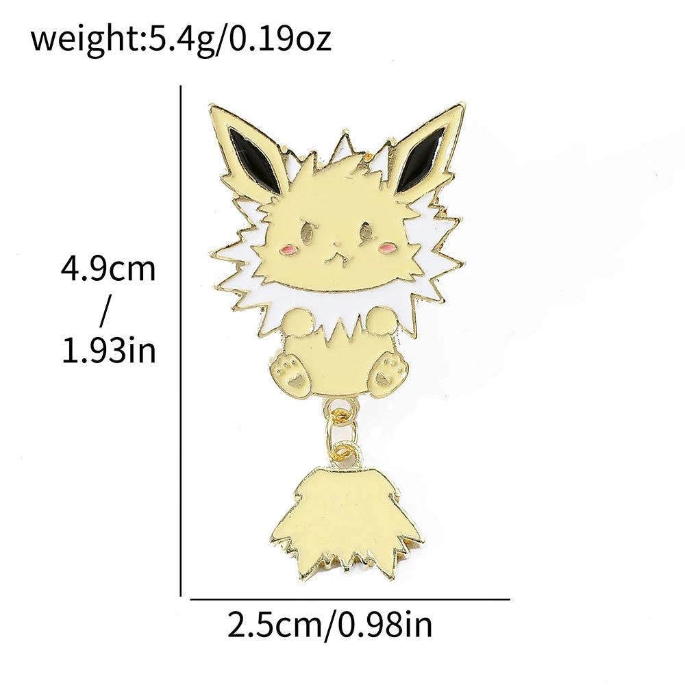 9 Pcs Cartoon Elf Chain Brooch Creative Cute Eevee Enamel Pin Metal Badge Jewelry Clothes Backpack Accessories Gift for Friends Kawaii Side