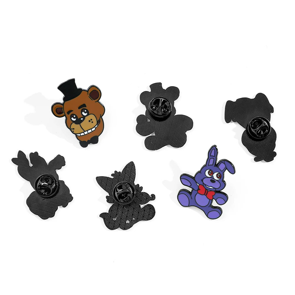 Five Night's At Freddy Badges Cartoon Anime FNAF Enamel Lapel Pins Brow Bear Fox Cute Brooches for Backpack Decoration Jewelry Kawaii Side