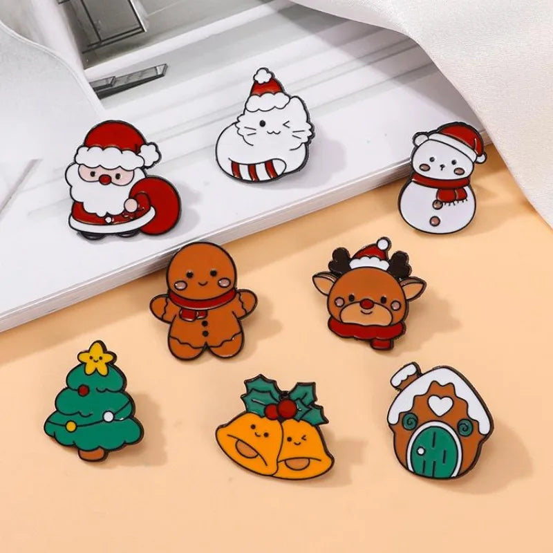 Cute Christmas Enamel Pin Kawaii Side