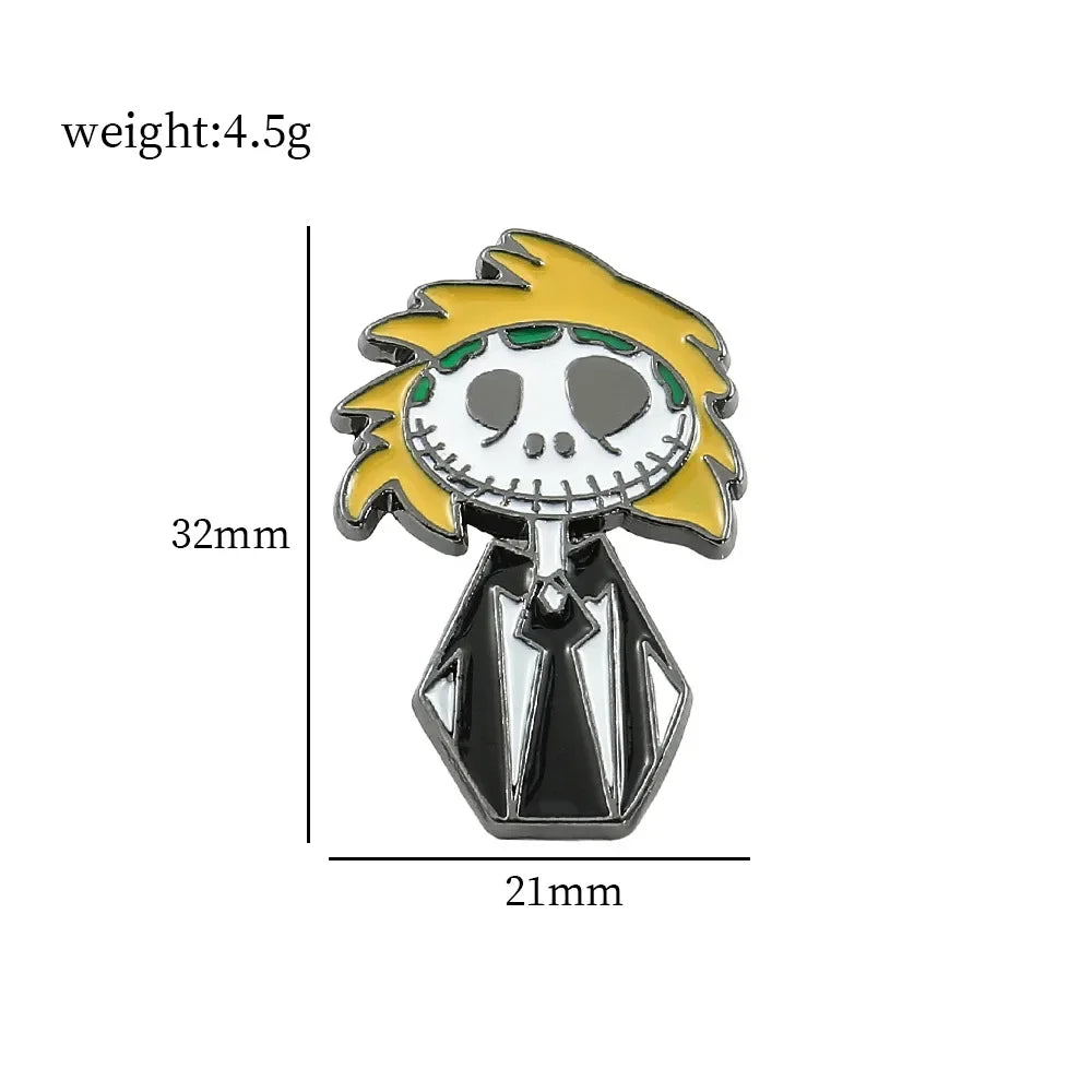 Nightmare Before Christmas Enamel Pin Cartoon Jack Sally Character Halloween Brooch for School Bags Apparel Accessories Jewelry Kawaii Side