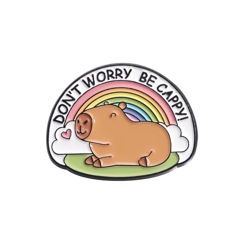 Cartoon Cute Capybara Brooch Enamel Pins Custom Funny Hippopotamus Metal Lapel Badge Clothes Backpack Accessories Jewelry Gift Kawaii Side